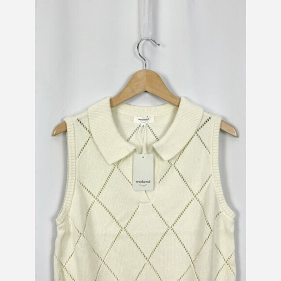 Preppy Cream Polo Sweater Vest Top - Picture 7 of 8